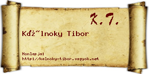 Kálnoky Tibor névjegykártya